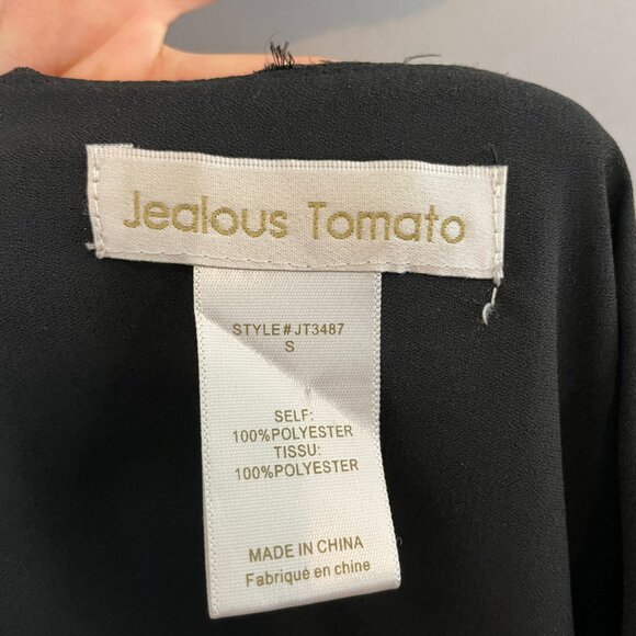 Jealous Tomato Top Capelet Style Blouse Black Women Size Small Flowy V-Neck‎ - Picture 3 of 10